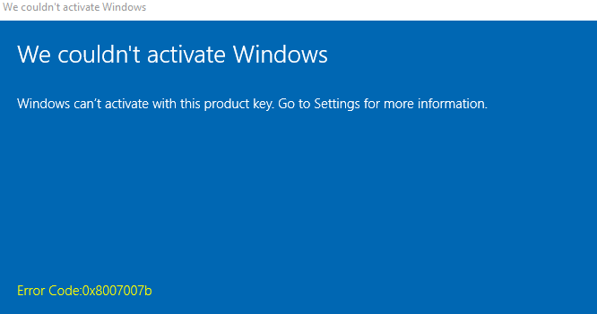 error code 0x8007007b windows 7