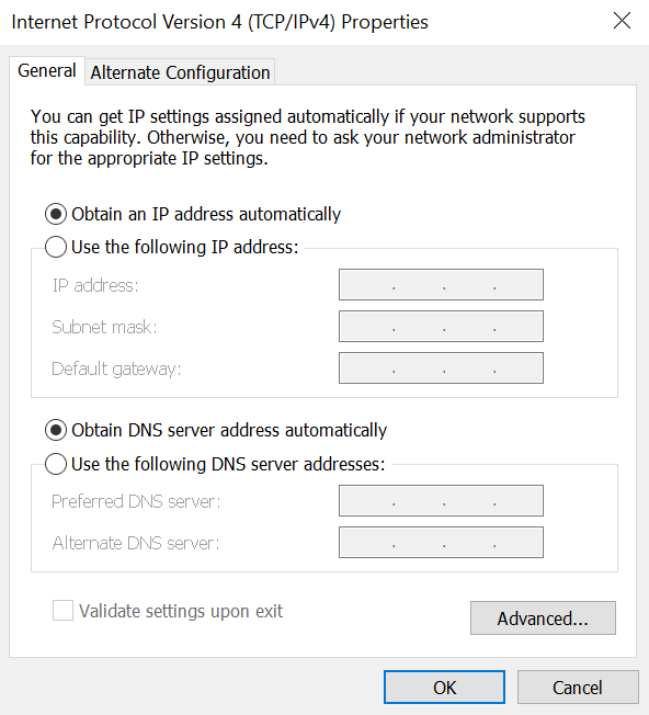 Internet Protocol Version 4 Properties