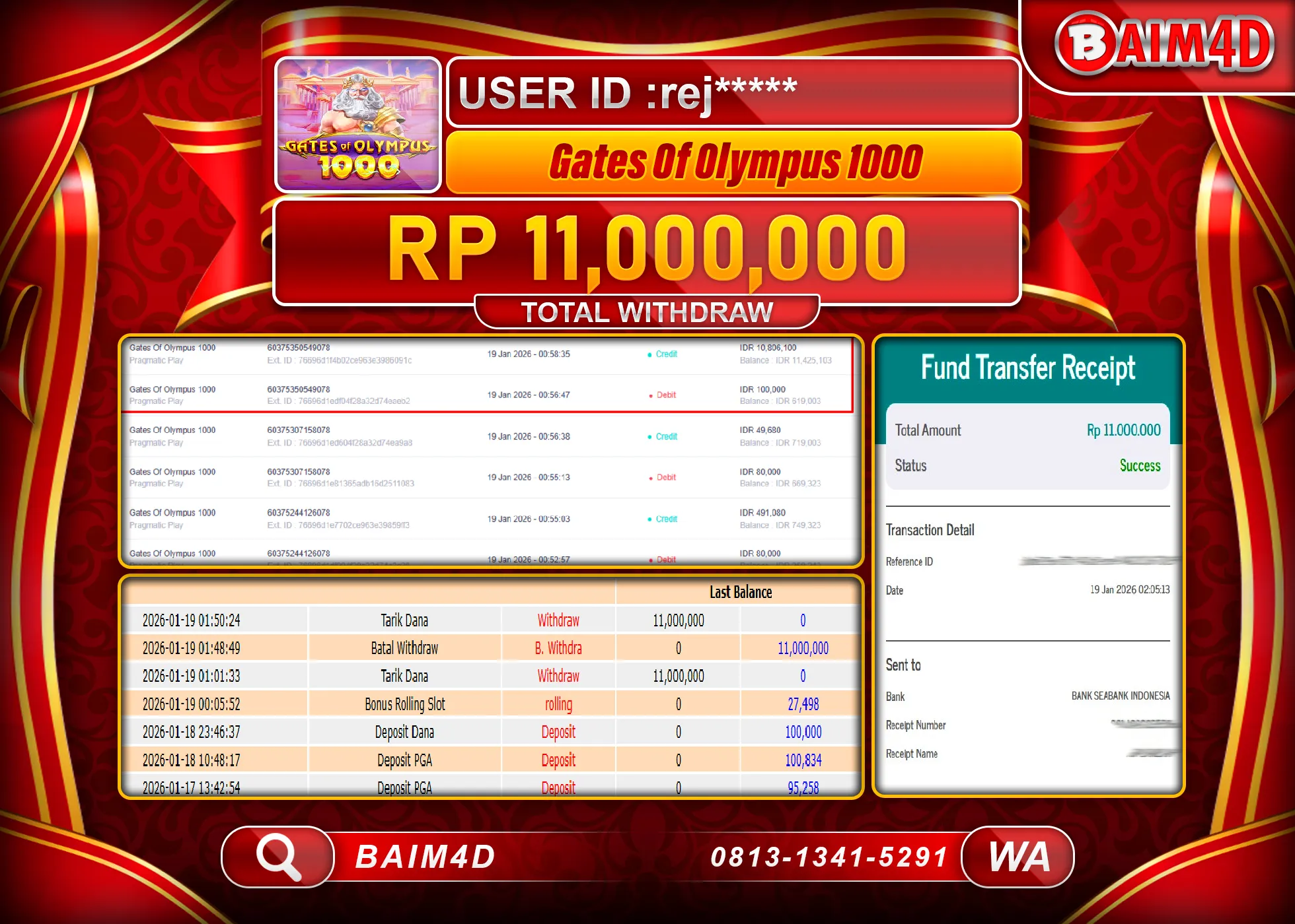 BAIM4D JACKPOT SLOT GATES OF OLYMPUS 1000 Rp.50,000,000 - LUNAS