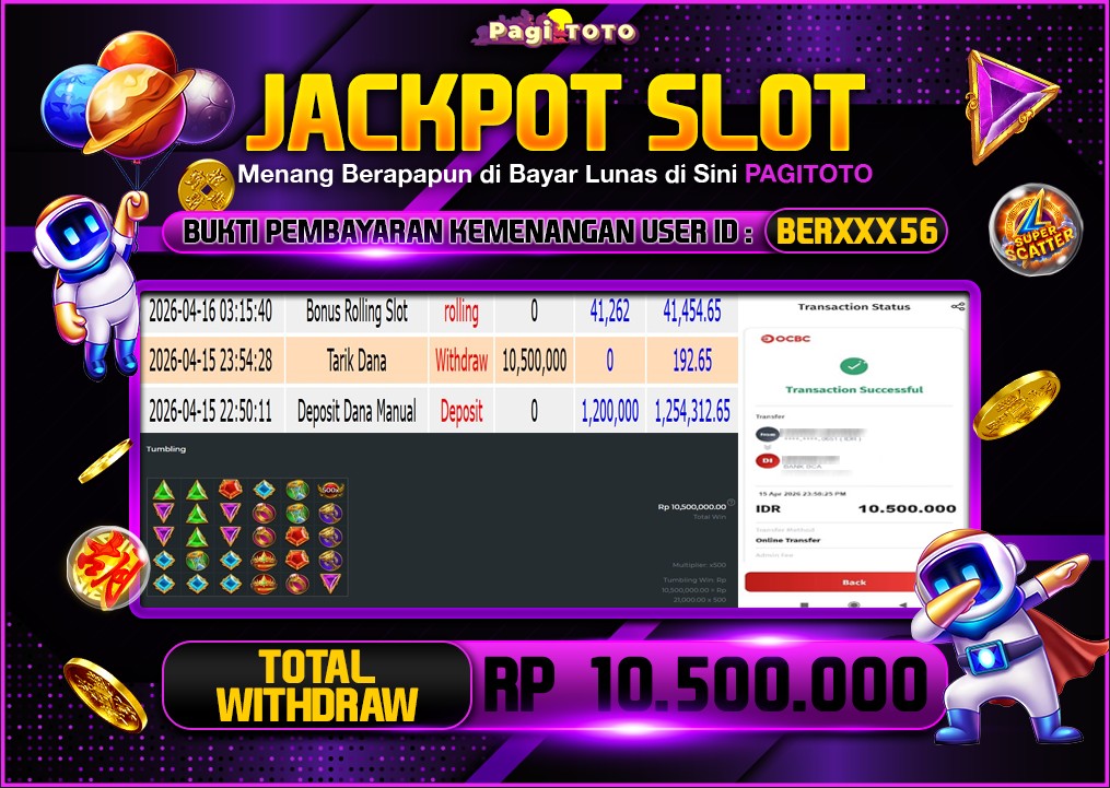 HAPPY JACKPOT MEMBER PAGITOTO SLOT GATES OF OLYMPUS 1000 Rp  10.500.000-, - LUNAS