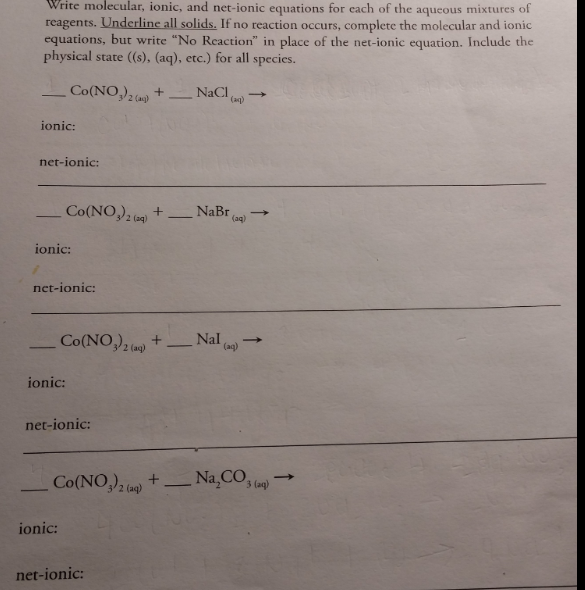 Solved Write molecular, ionic, and net-ionic equations for | Chegg.com