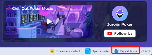 App footer report icon on Jurojin application