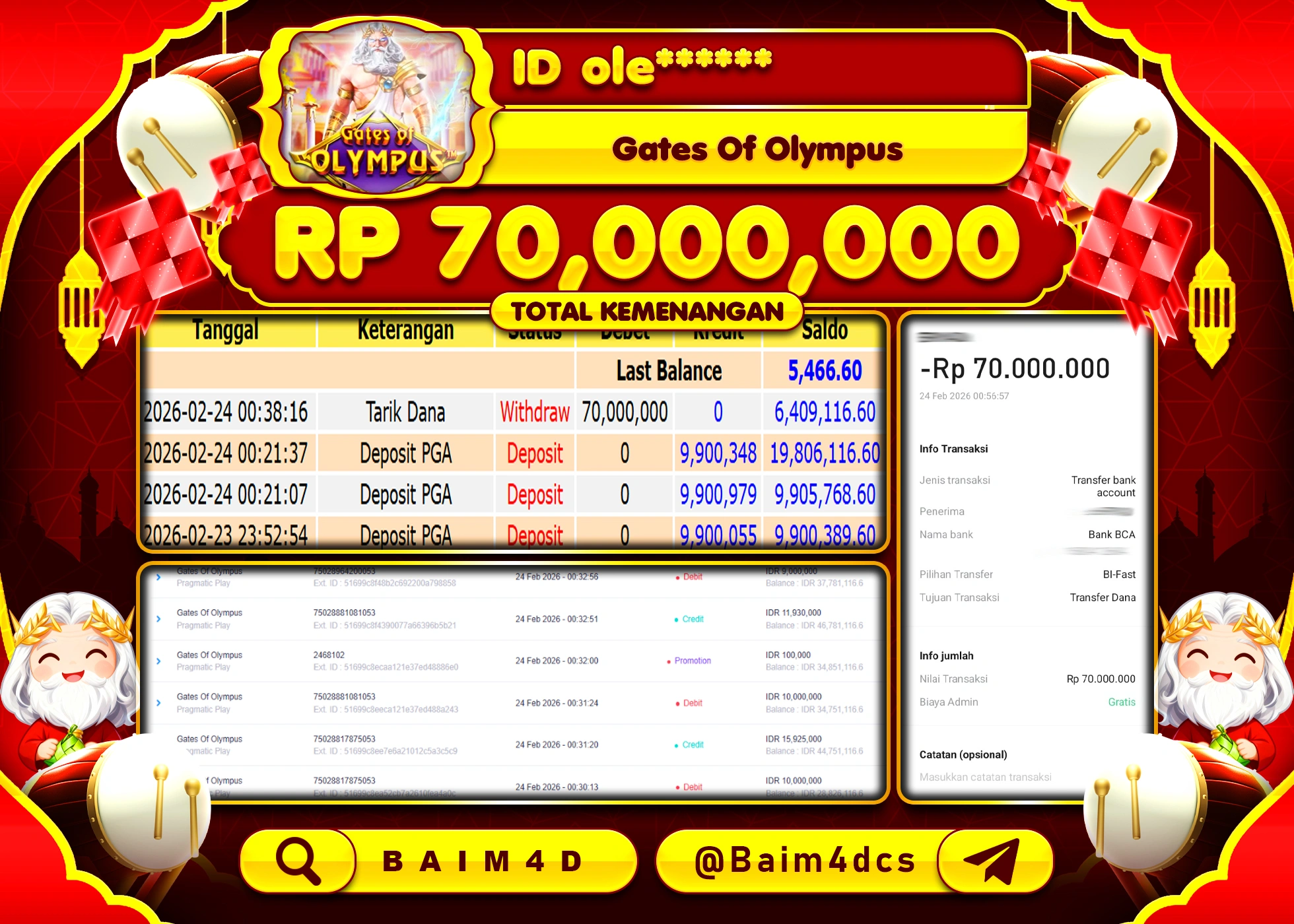 BAIM4D JACKPOT SLOT GATES OF OLYMPUS Rp.70,000,000 - LUNAS