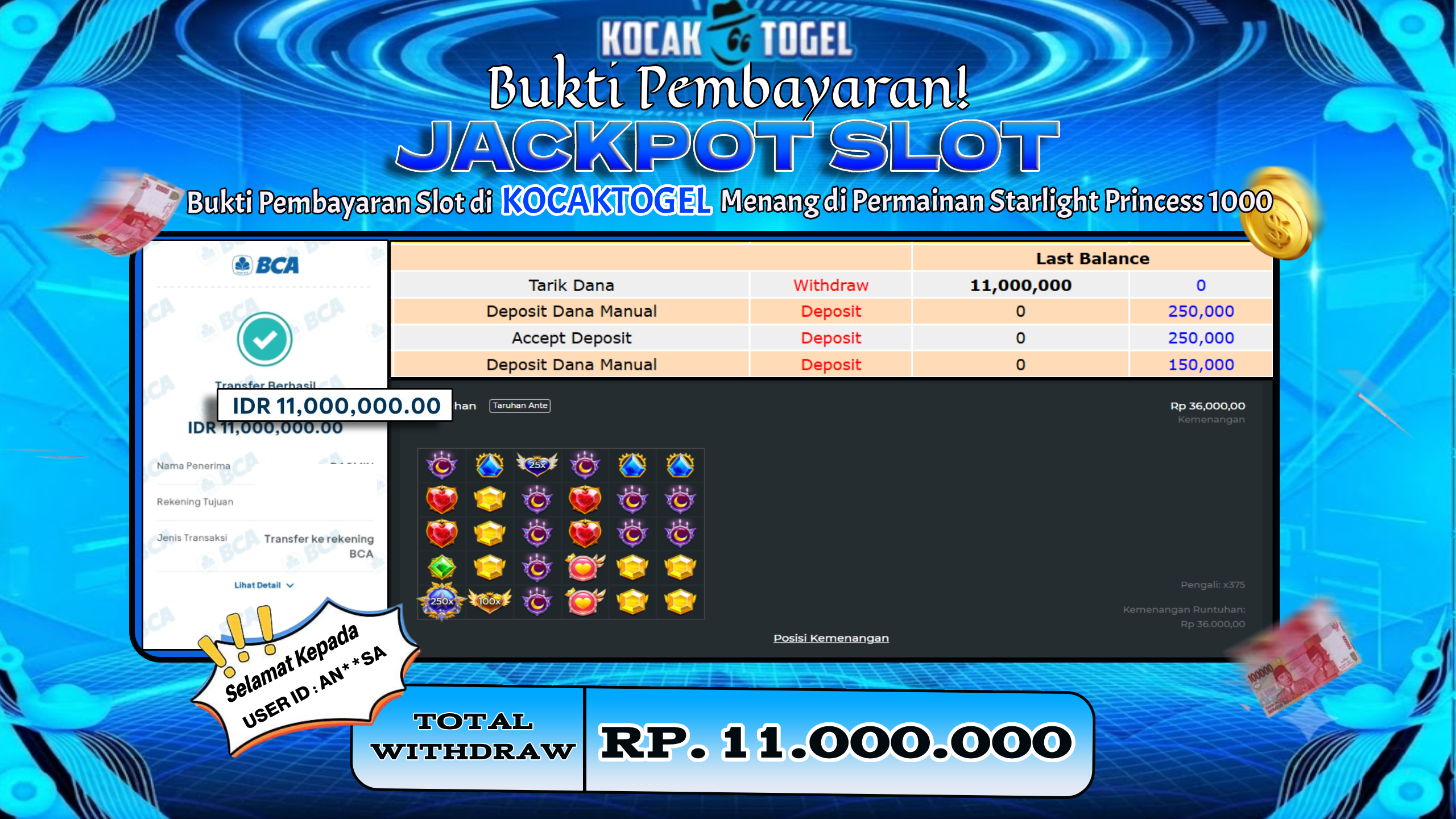 🏆 BUKTI KEMENANGAN Starlight Princess 1000 MEMBER KOCAKTOGEL  🏆