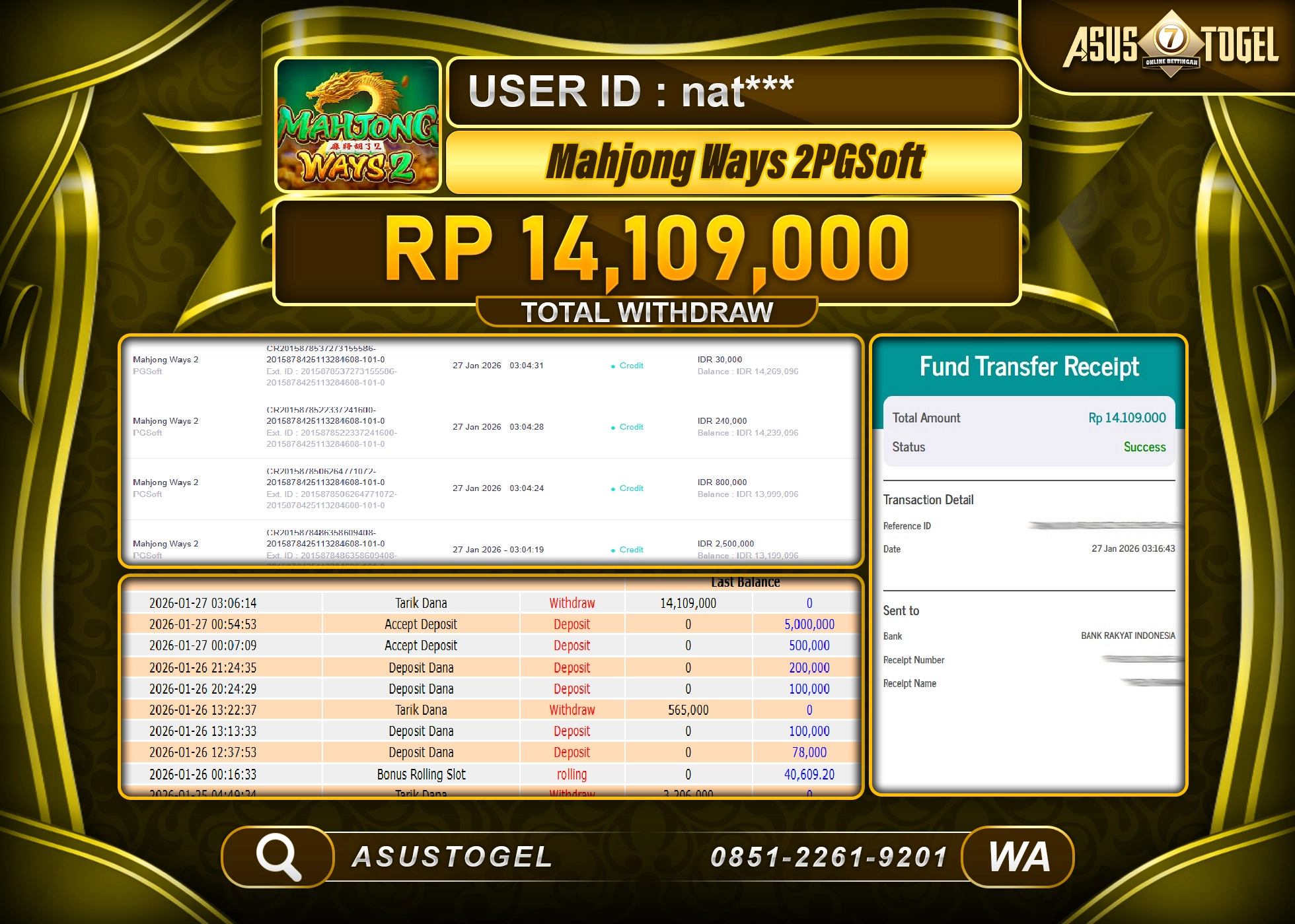 ASUSTOGEL KEMENANGAN DI SLOT MAHJONG WAYS 2 SEBESAR 14,109,000 - RUPIAH LUNAS