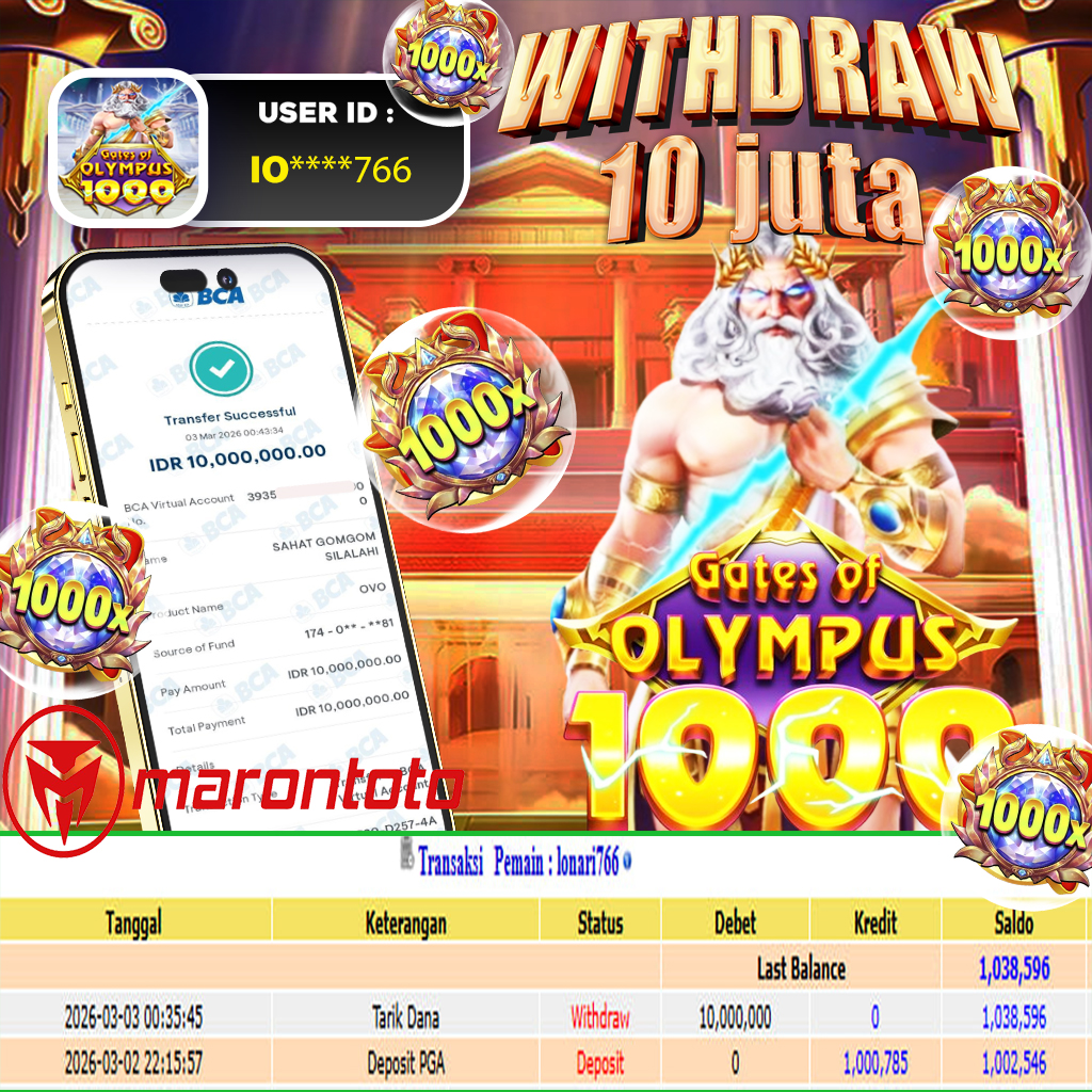 BUKTI JEPE SLOT GACOR DI GATES OF OLYMPS 1000  - PRAGMATIC PLAY ⚡️⚡️