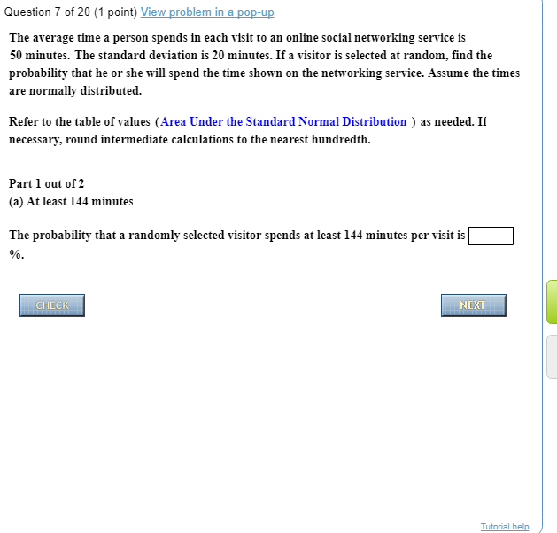 Solved The average time a person spends in each visit to an