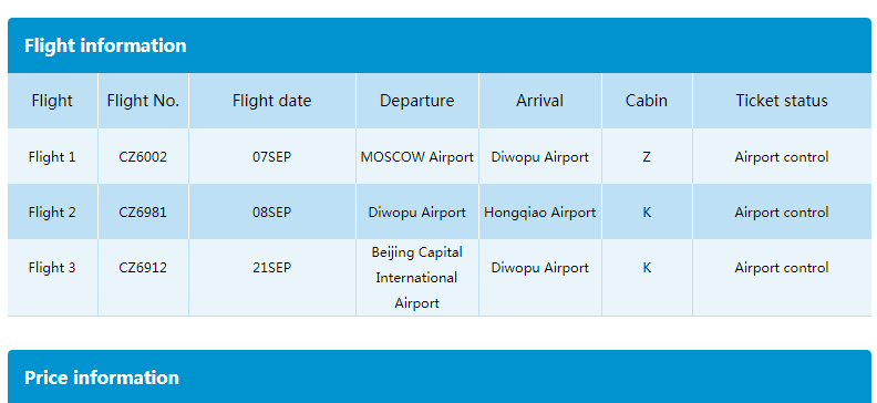 China Southern Airlines отзывы, багаж