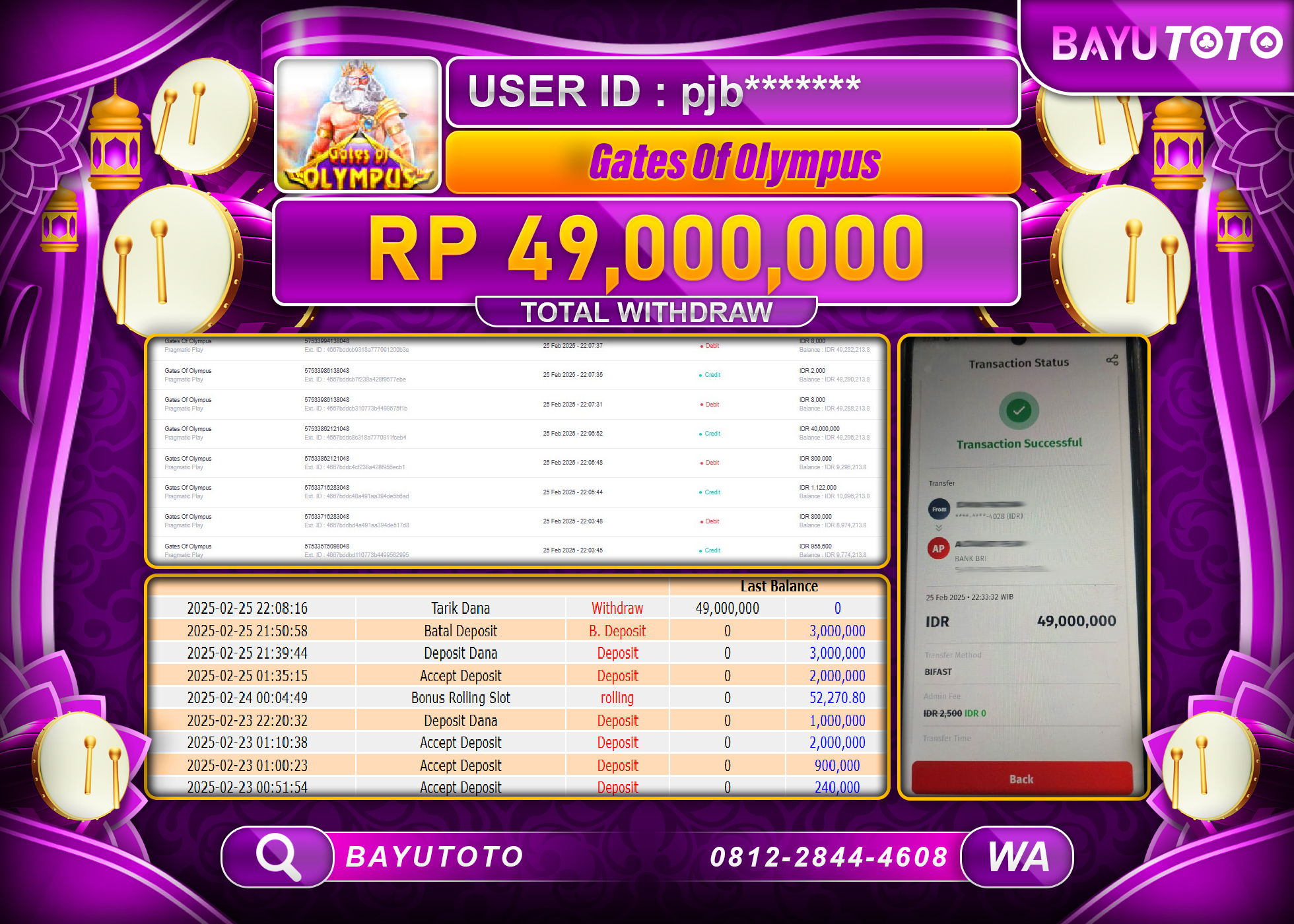 BAYUTOTO JACKPOT DIGATE OLYMPUS Rp.49.000.000 LUNAS