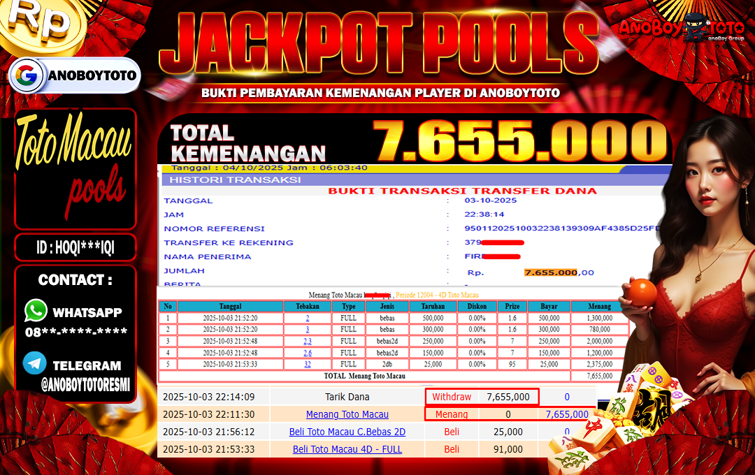 ANOBOYTOTO di Toto Macau 4D Season 3 RP.7.655.000 LUNAS