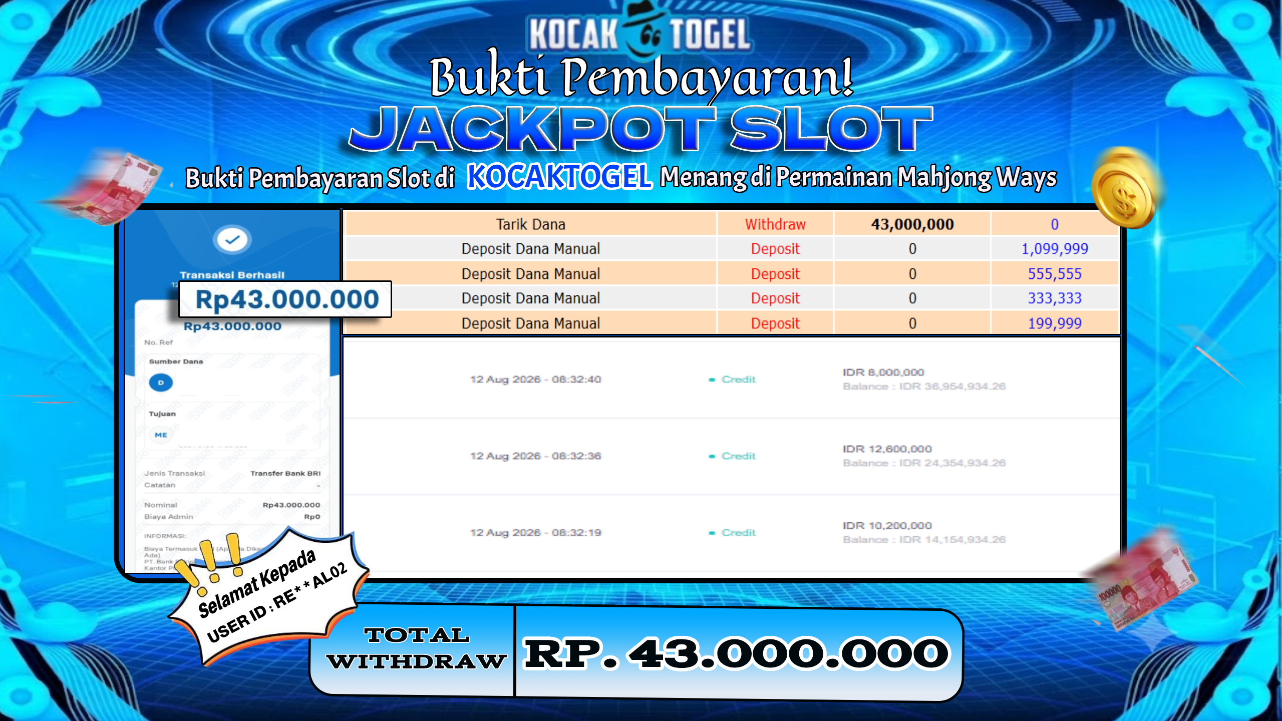 🏆 BUKTI KEMENANGAN Mahjong Ways MEMBER KOCAKTOGEL  🏆