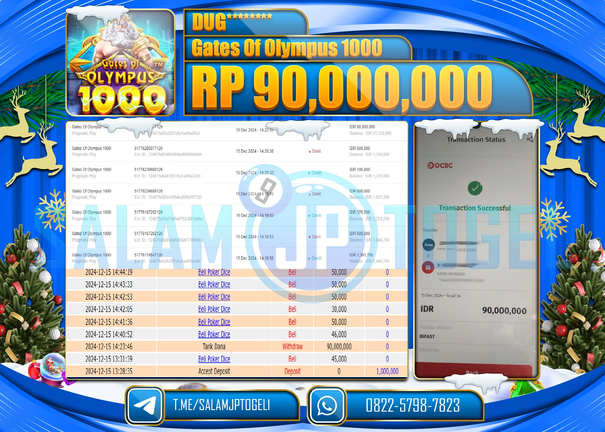 SALAMJPTOGEL MENANG SLOT GATES OF OLYMPUS 1000 Rp.90,000,000 LUNAS