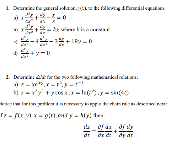 Determine The General Solution Y X To The Chegg Com