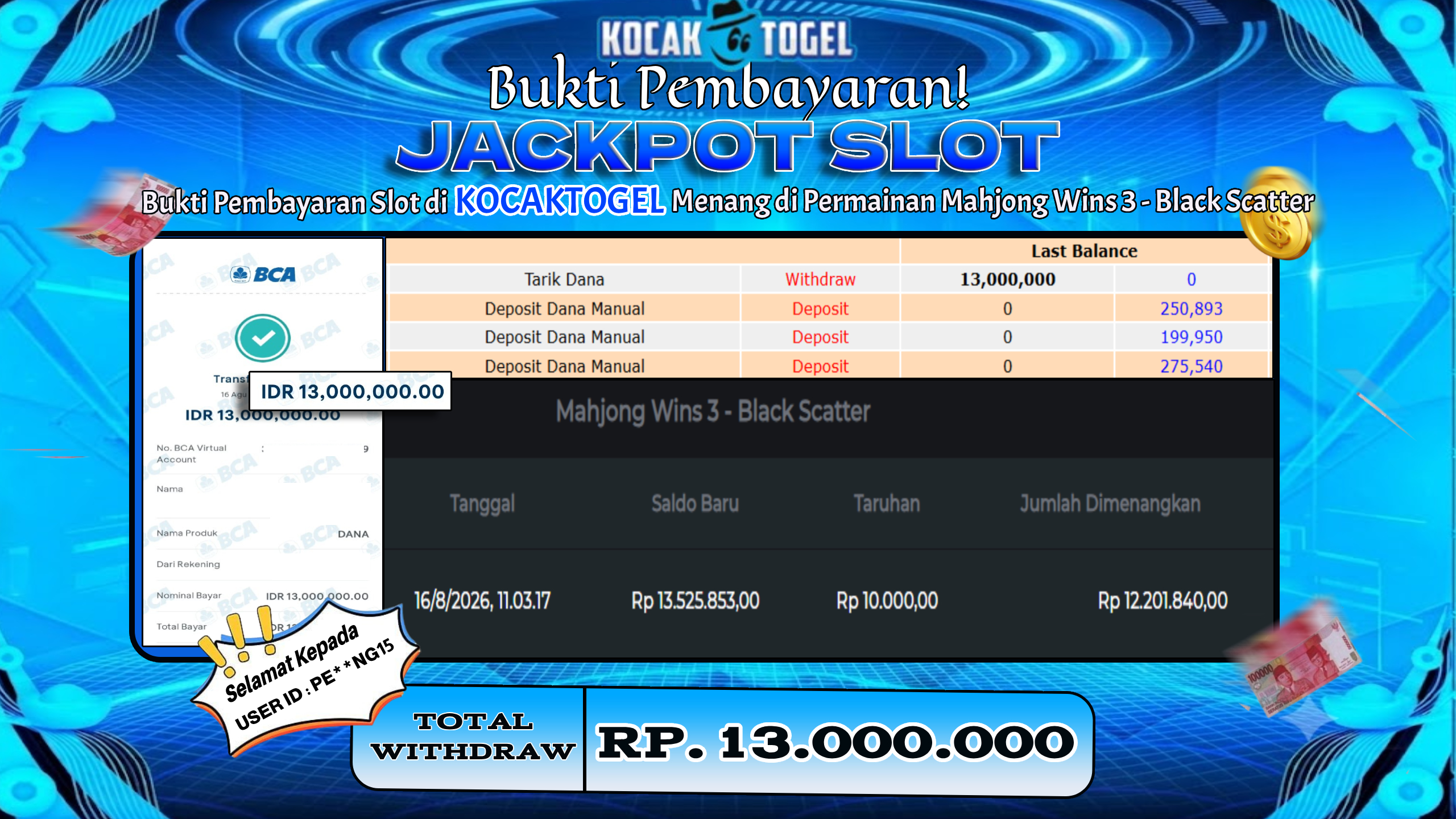 🏆 BUKTI KEMENANGAN Mahjong Wins 3 - Black Scatter MEMBER KOCAKTOGEL  🏆