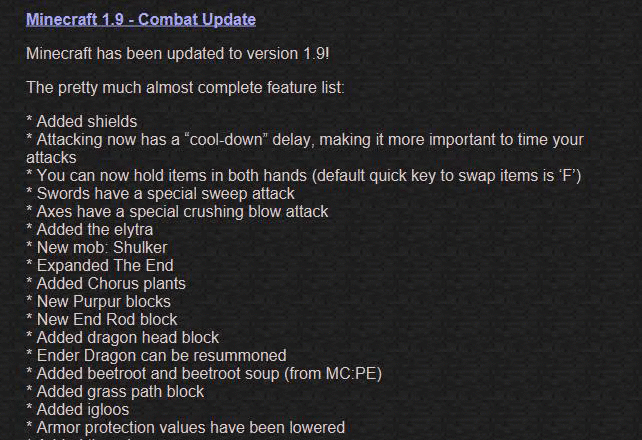 MINECRAFT 1.9 COMBAT UPDATE INFORMATION, by TOP-WEB