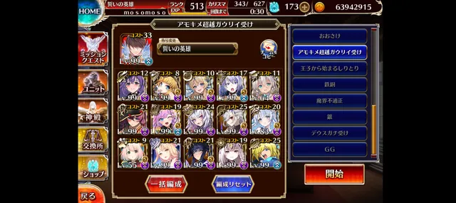 アモキメ超越神級みんなのクリア編成2の参考画像 - わんにゃんランド - アイギス攻略まとめ