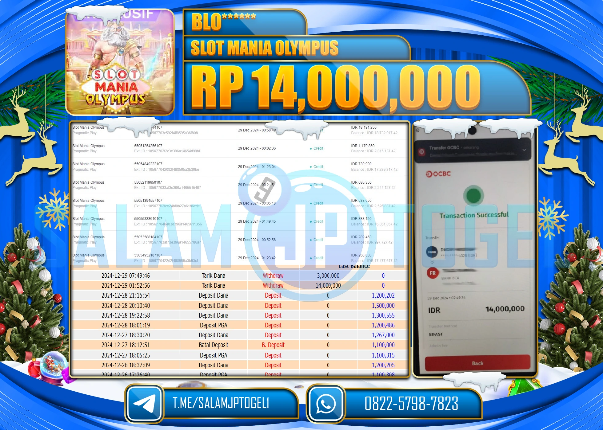 SALAMJPTOGEL MENANG SLOT MANIA OLYMPUS Rp.14,000,000 LUNAS