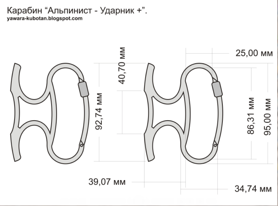 Чертеж кастета с размерами в натуральную величину