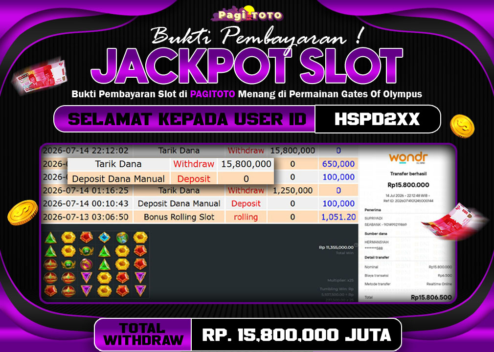 HAPPY JACKPOT MEMBER PAGITOTO SLOT GATES OF OLYMPUS 1000 Rp 15.800.000-, - LUNAS