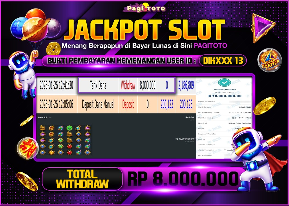HAPPY JACKPOT MEMBER PAGITOTO SLOT GATES OF GATOT KACA 1000 Rp  8.000.000-, - LUNAS