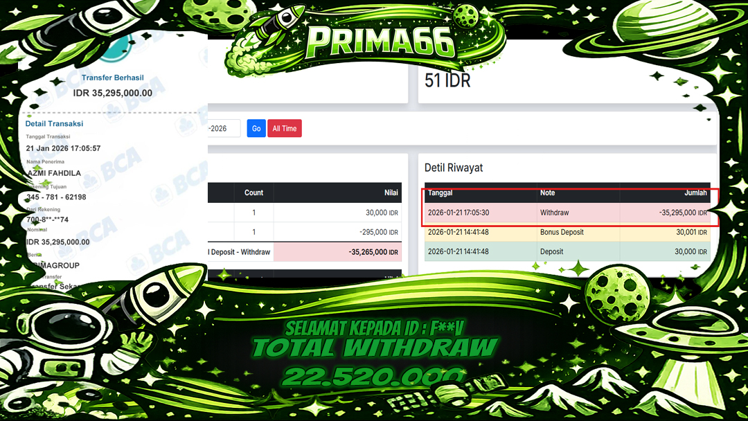 PRIMA66-JACKPOT SLOT GAME MAHJONG WAYS 3 WIN HINGGA 35 JUTA, 21 JANUARI 2026