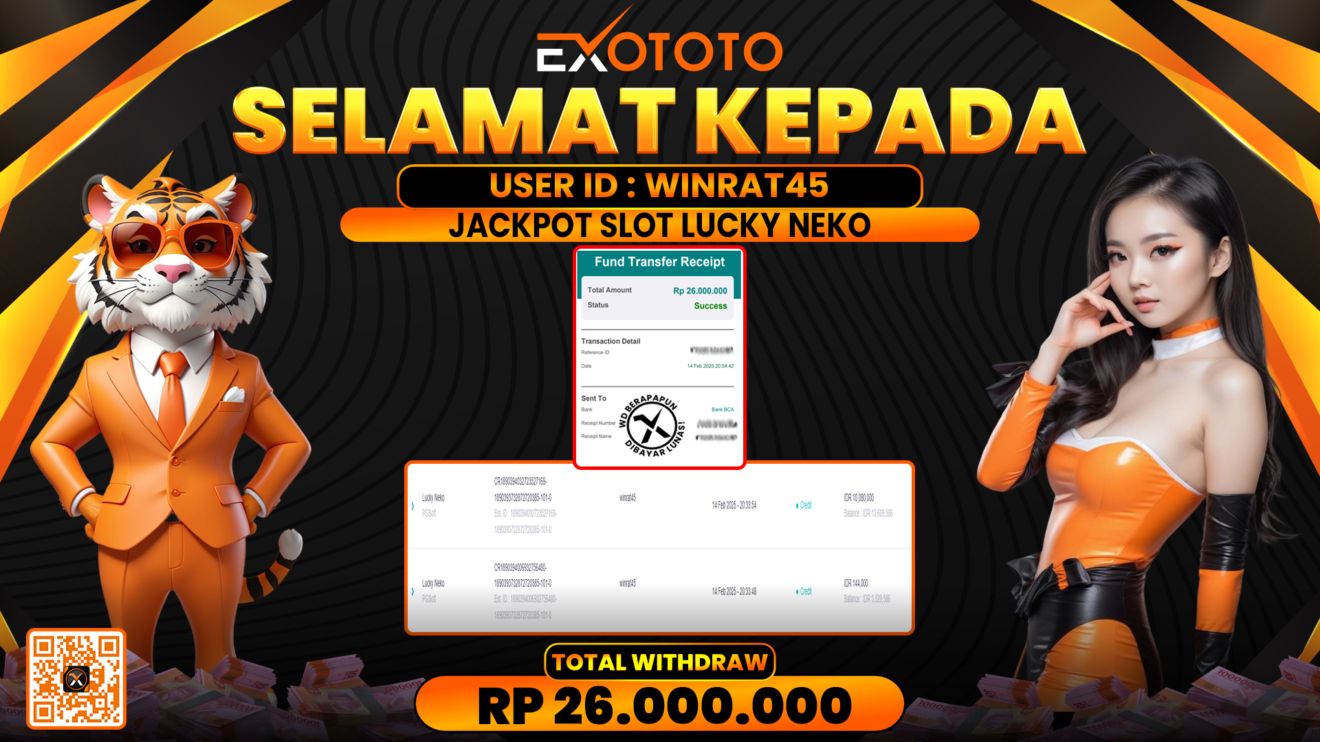 EXOTOTO JACKPOT DI SLOT LUCKY NEKO RP. 26.000.000,- LUNAS
