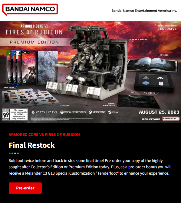  BANDAI NAMCO Entertainment Armored Core VI Fires of