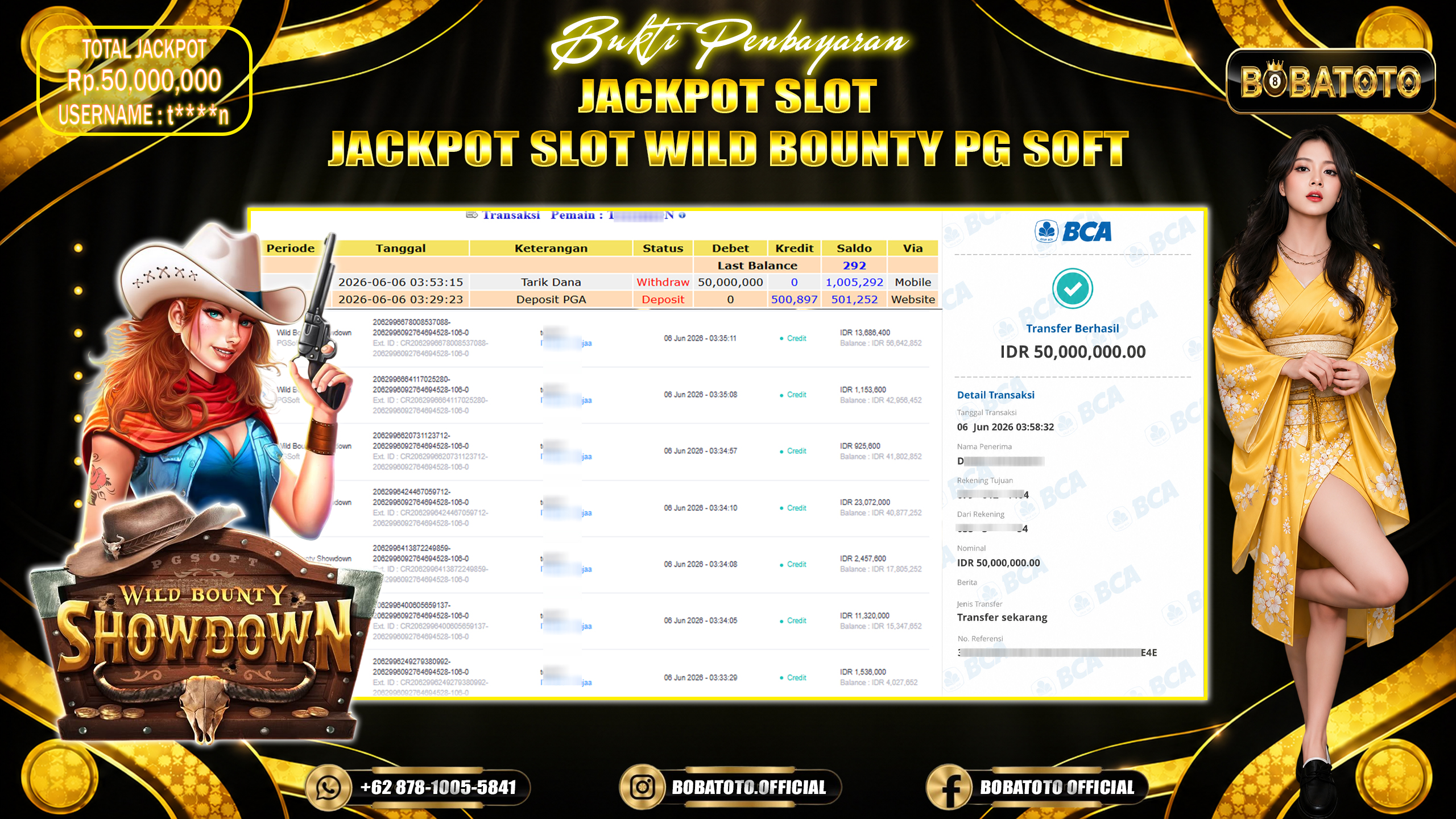 BOBATOTO JACKPOT SLOT PG SOFT WILD BOUNTY SHOWDOWN Rp.50,000,000,- LUNAS!!! 