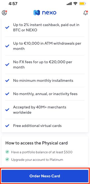 Nexo card fees