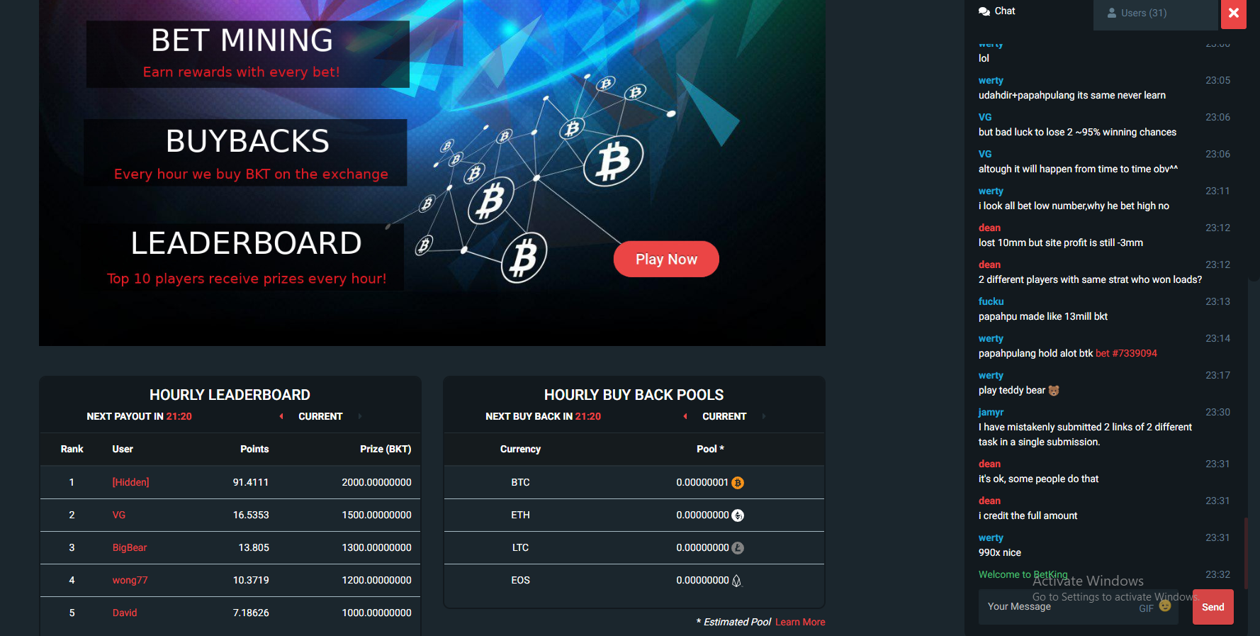 Hourly Leaderboard Contest One Of The First Bitcoin Dice Site - 