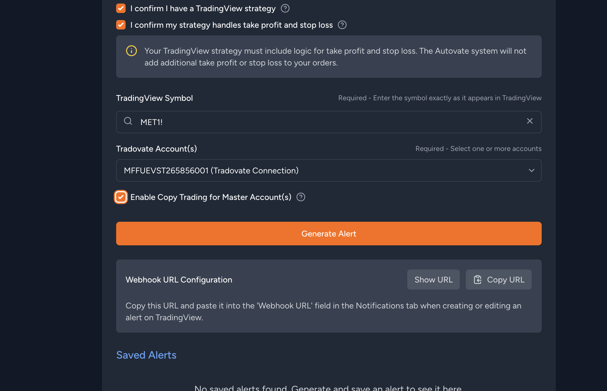 Enable copy trading toggle