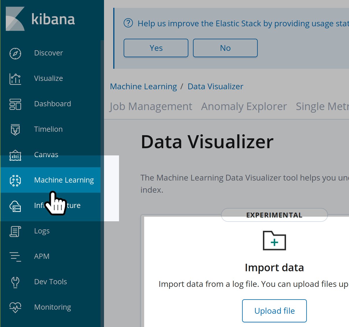 Uploading CSV data in the Kibana UI