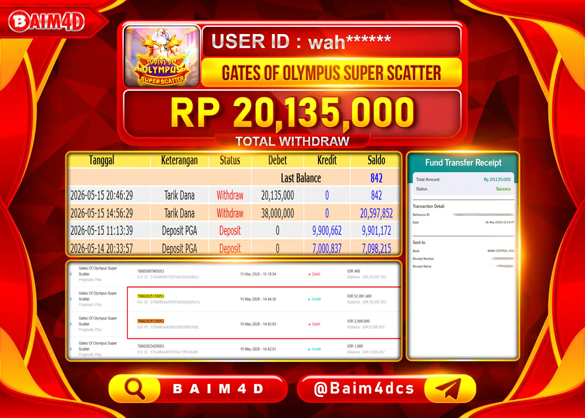 BAIM4D JACKPOT GATES OF OLYMPUS SUPER SCATTER Rp.20,135,000 - LUNAS