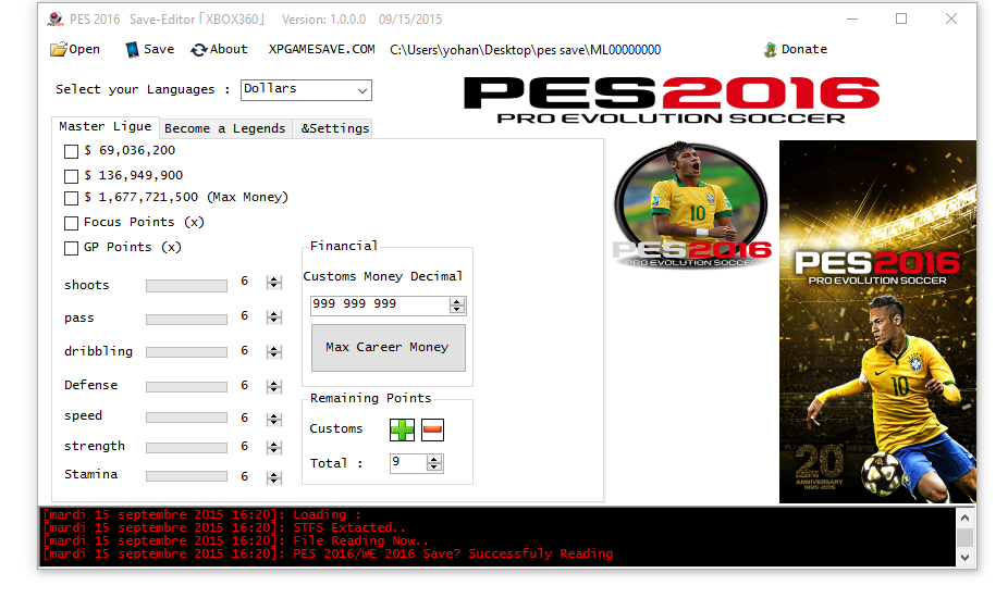 [TEAM-XPG ] [360Revolution]PES 2016 save Editor [0.1 ...