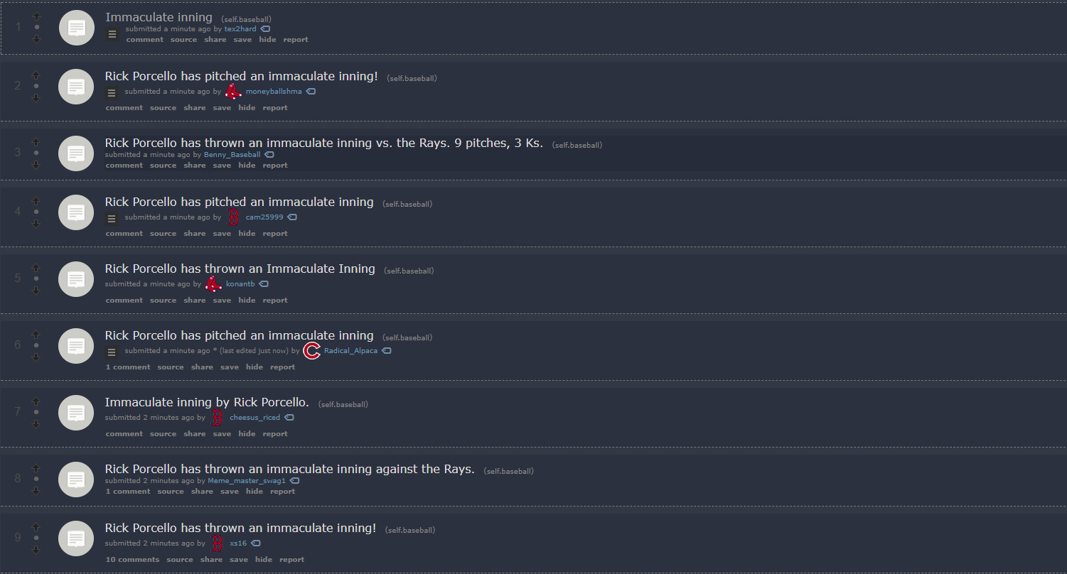 Rick Porcello has thrown an immaculate inning! r/baseball