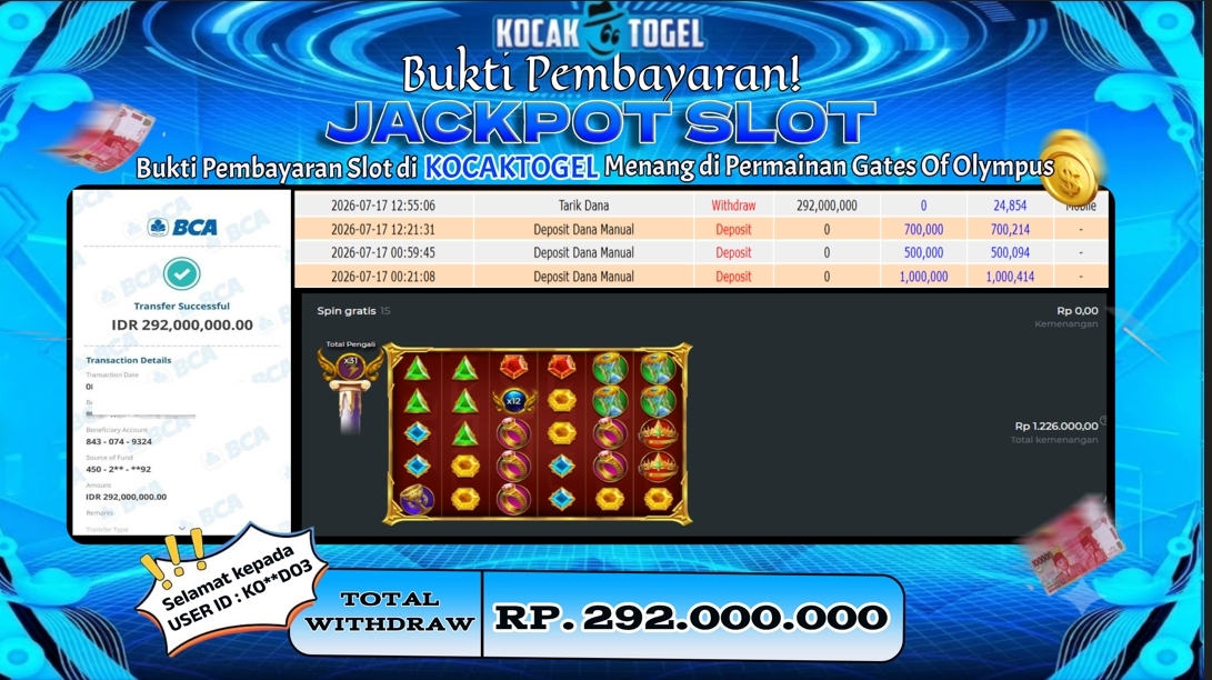 🏆 BUKTI KEMENANGAN GATES OF OLYMPUS MEMBER KOCAKTOGEL  🏆