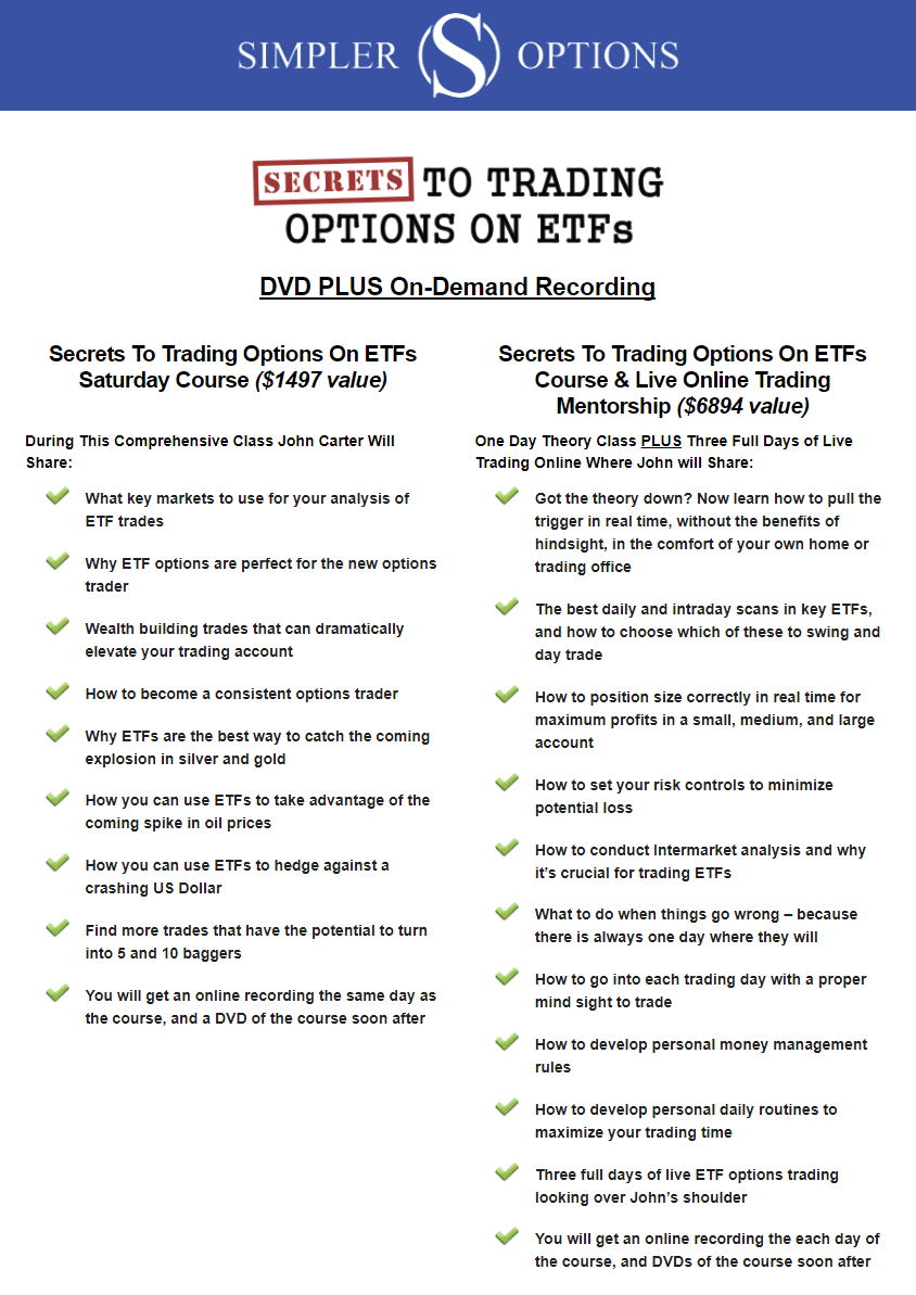John carter trading etf options