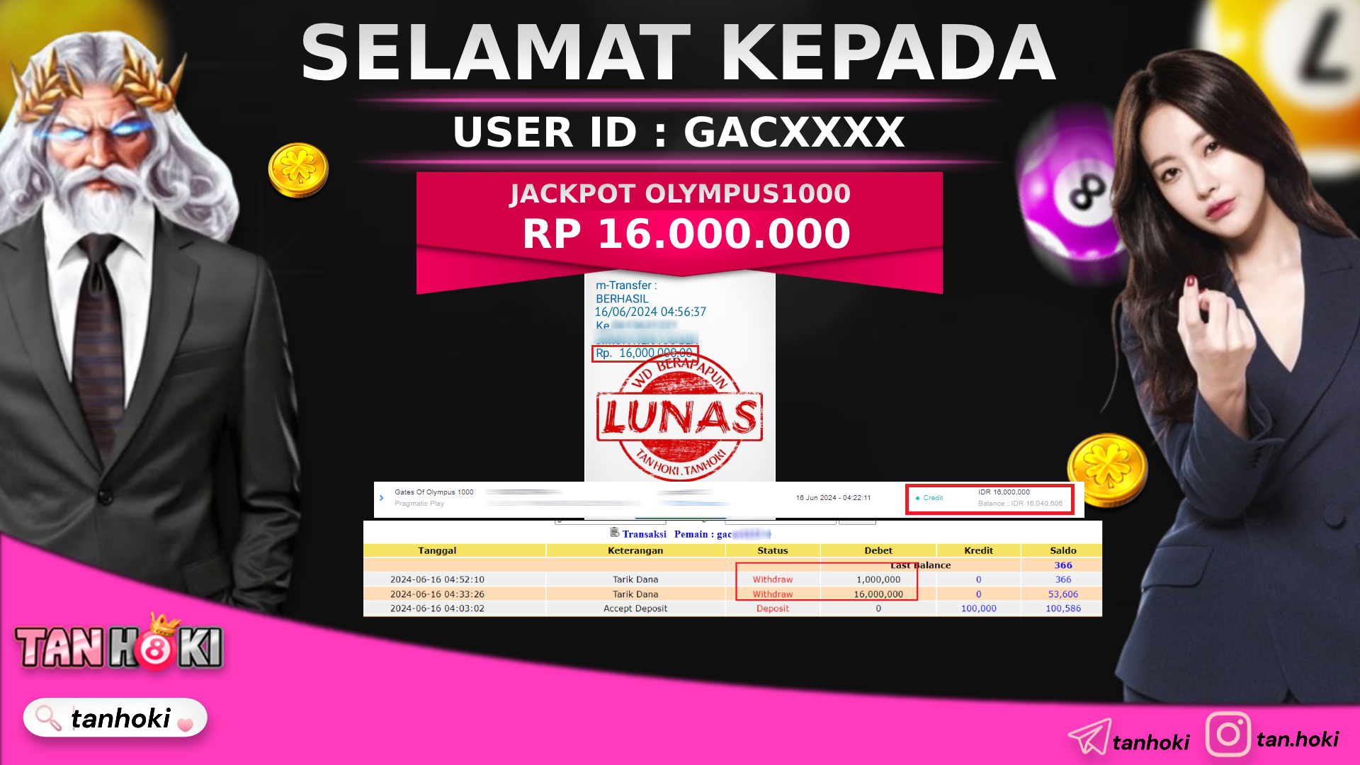 TANHOKI JACKPOT SLOT GATES OF OLYMPUS1000 Rp.16.000.000,- LUNAS