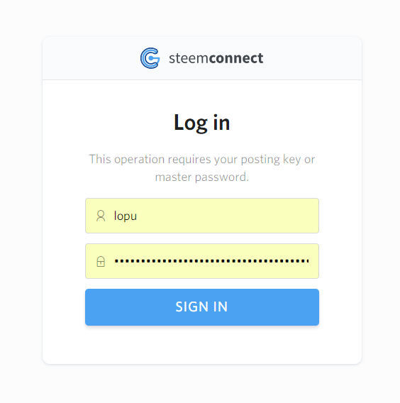 Steemconnect log in popup