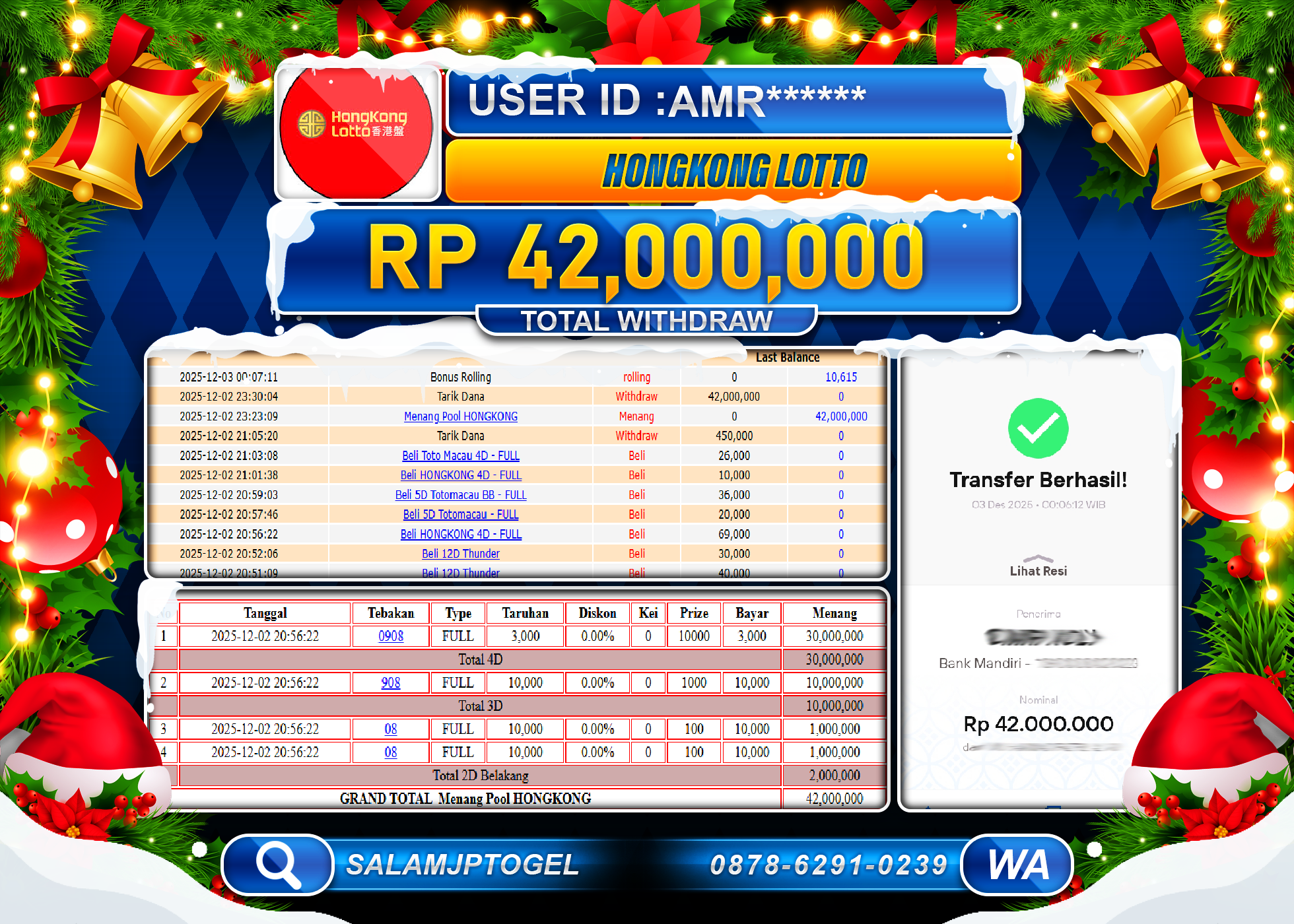 SALAMJPTOGEL JACKPOT Pool HONGKONG TOGEL Rp.42,000,000  - LUNAS