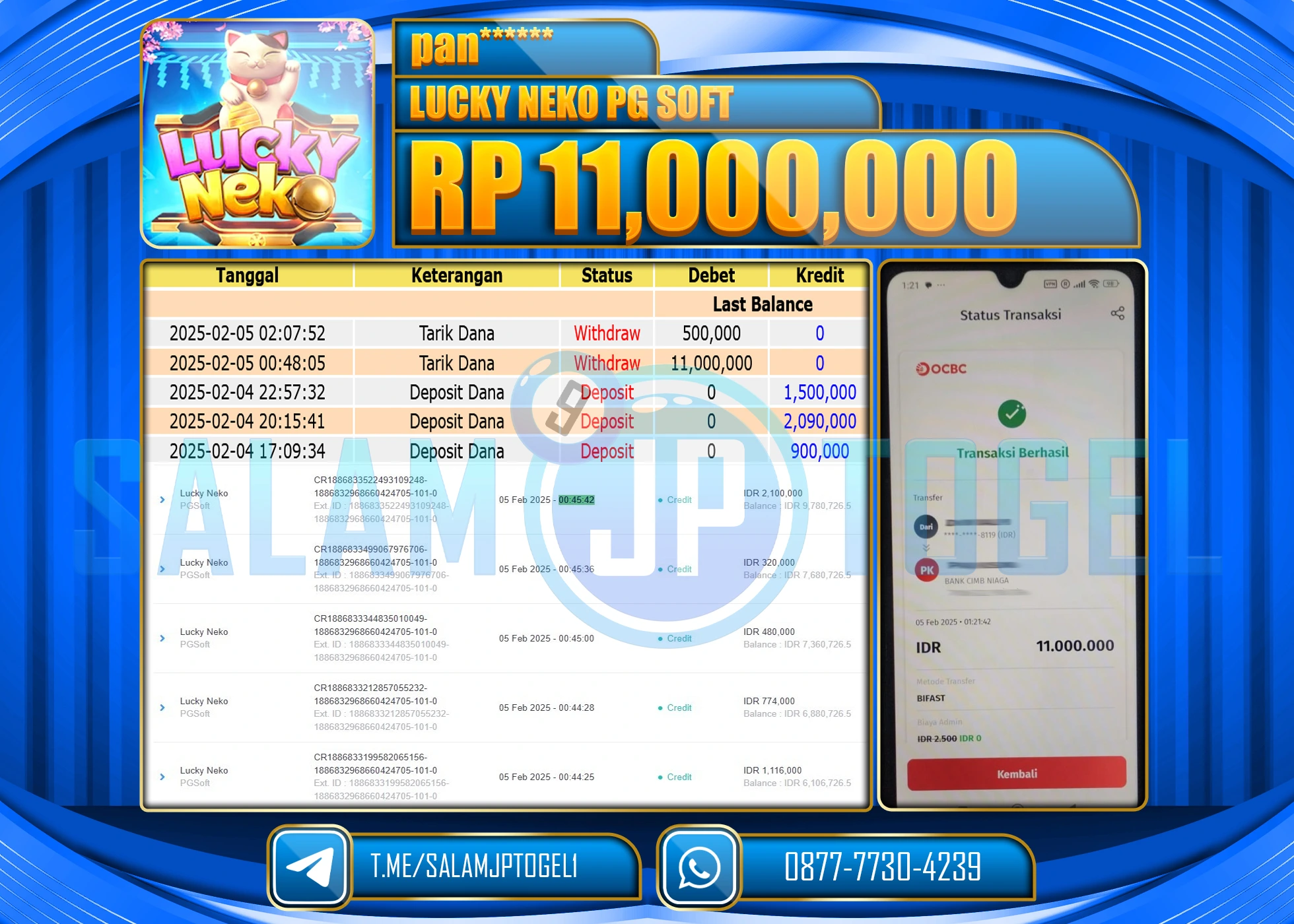 SALAMJPTOGEL MENANG SLOT LUCKY NEKO  Rp.11,000,000 LUNAS