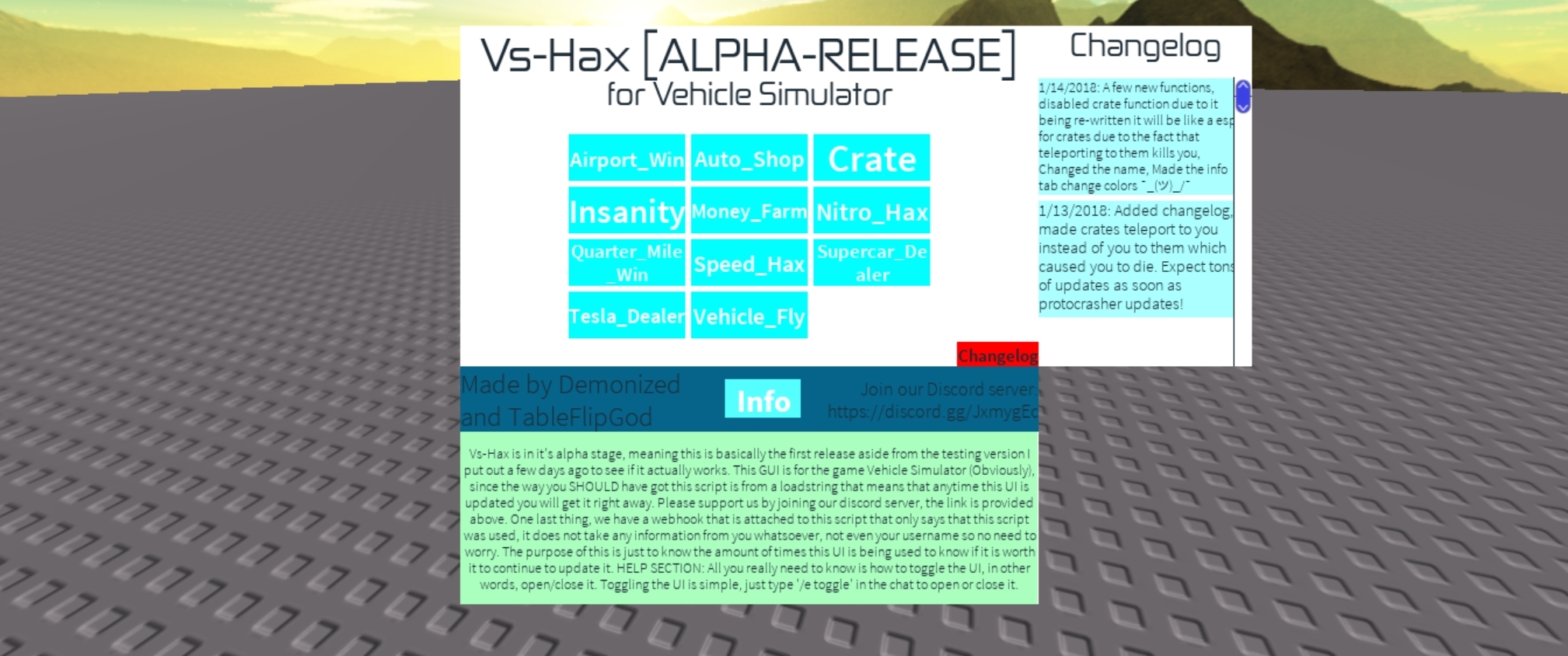 Updated Release Vs Hax Gui For Vehicle Simulator