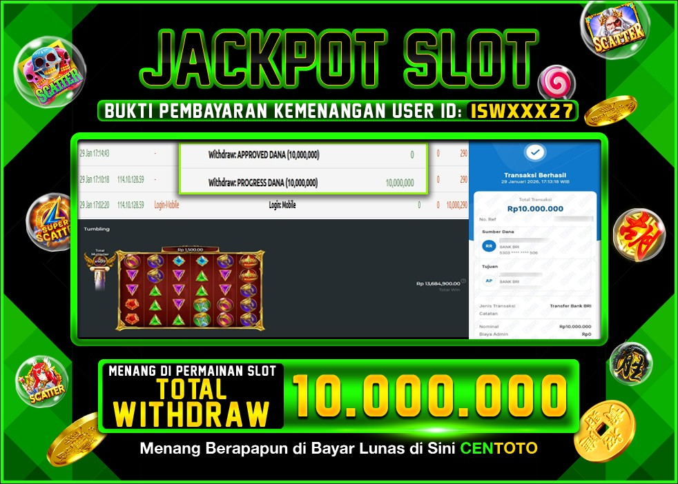 BUKTI JACKPOT LUNAS CENTOTO  RP.10.000.000,-LUNAS