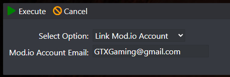 Link Mod.io Account option in the game panel