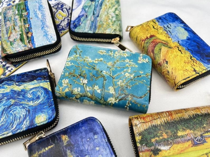New PU Leather Printing Coin Card Zipper Wallet Fashion Van Gogh Paintings Men Women Credit Passport Card Bag Holder Souvenirs
