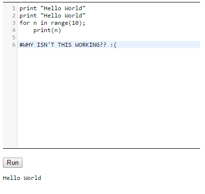 CodeMirror Skulpt Error