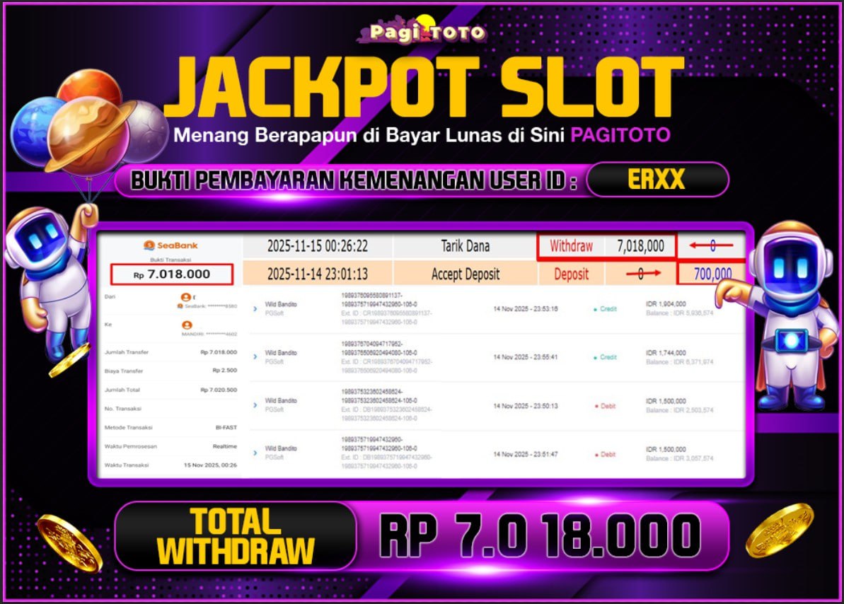 HAPPY JACKPOT MEMBER PAGITOTO SLOT WILD BANDITO Rp 7.018.000-, - LUNAS