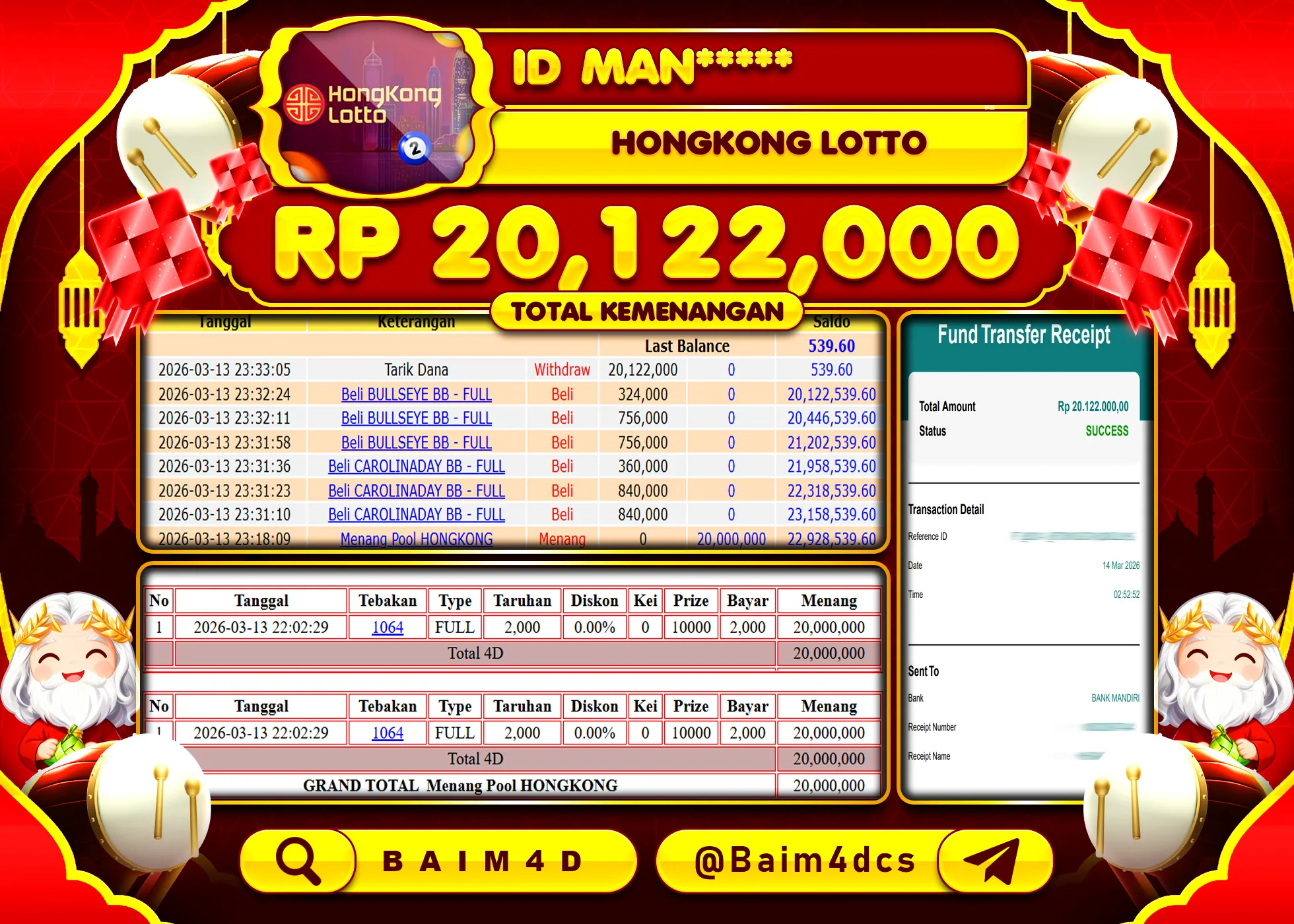 BAIM4D JACKPOT  FORTUNE OF OLYMPUS Rp.20,122,000 - LUNAS