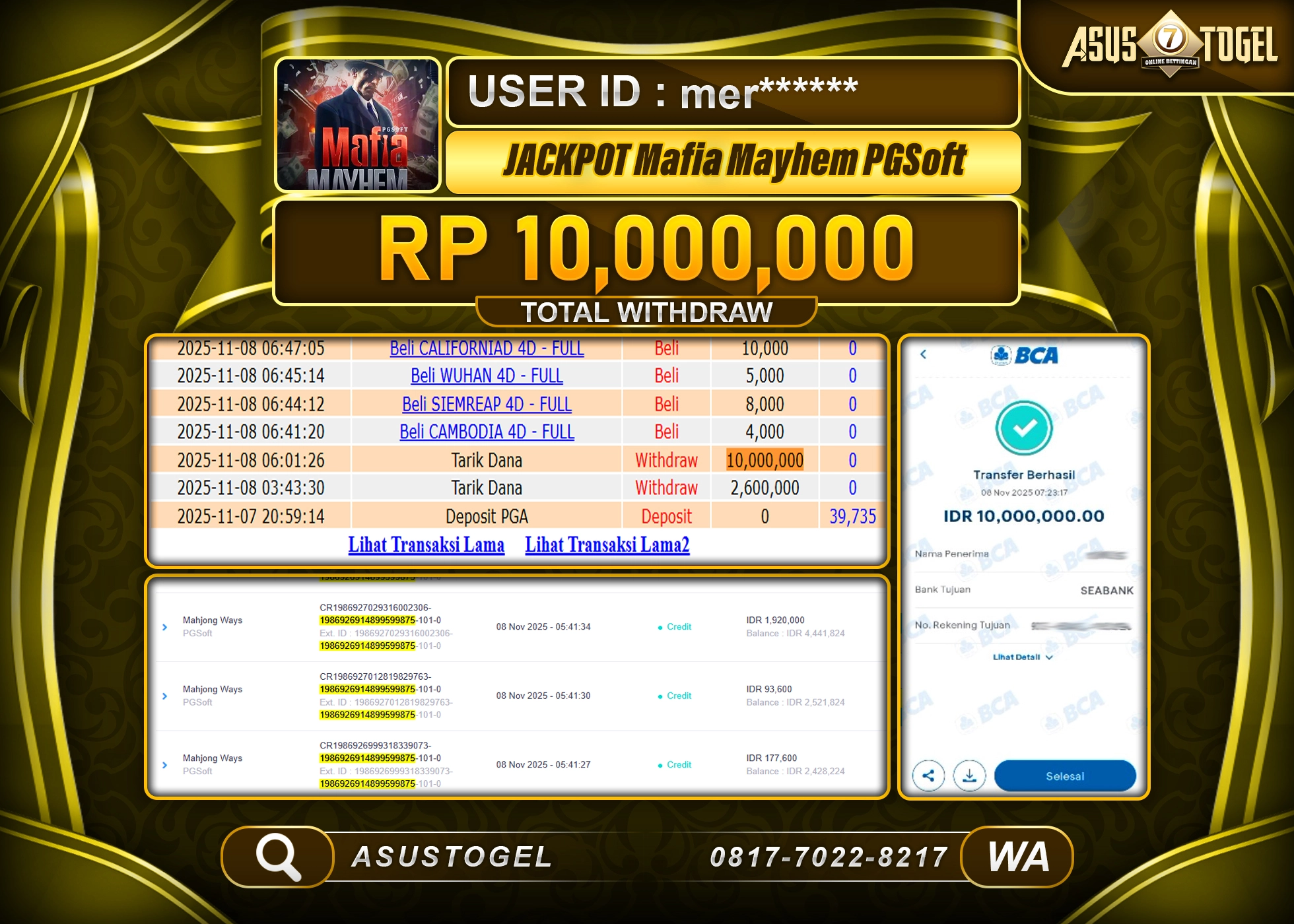 ASUSTOGEL KEMENANGAN DI SLOT MAFIA MAYHEM SEBESAR 10,000,000 - RUPIAH LUNAS