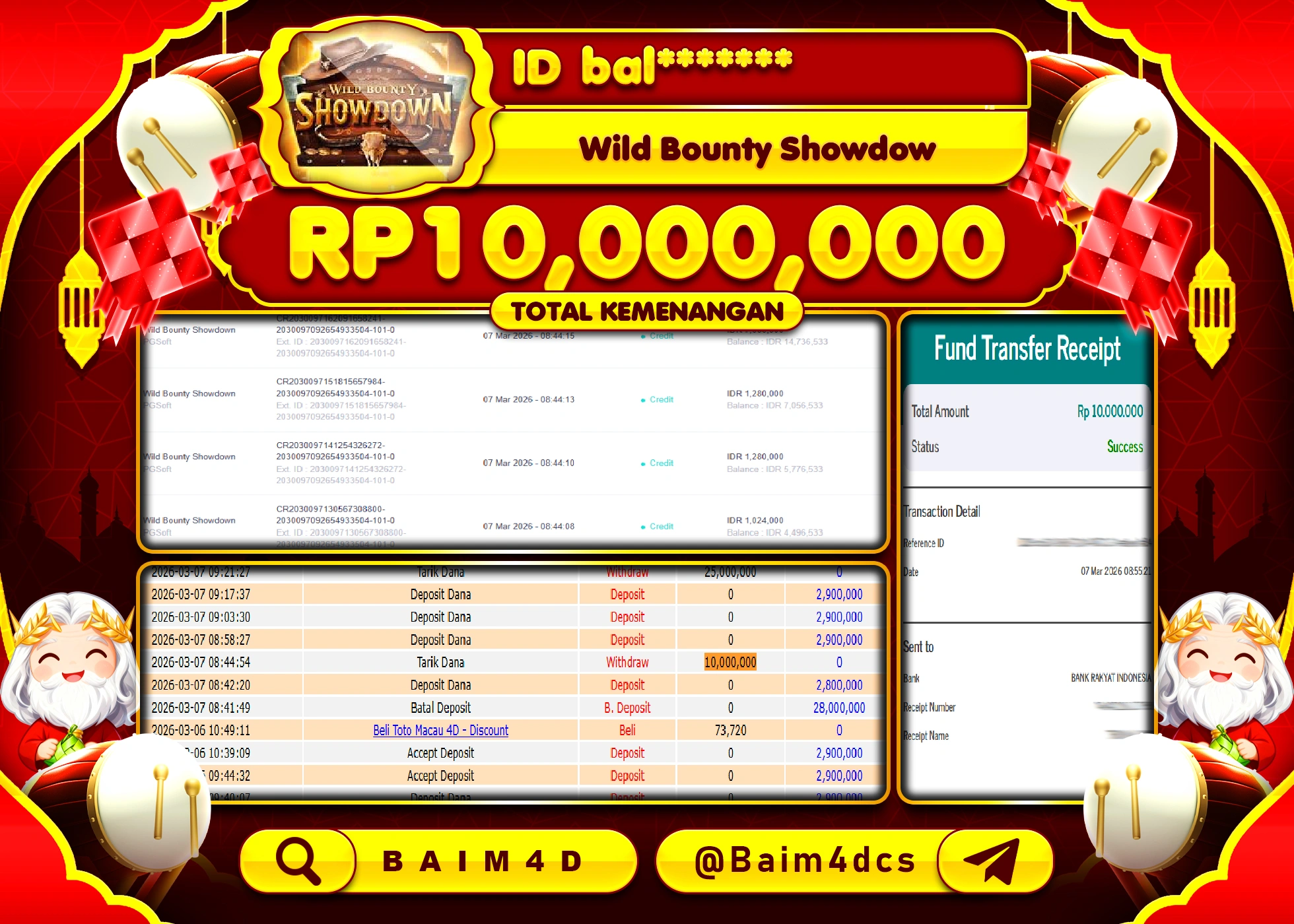 BAIM4D JACKPOT SLOT WILD BOUNTY SHOWDOWN Rp.10,000,000 - LUNAS